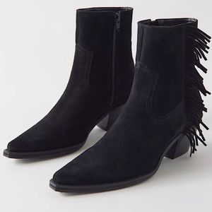 NEW Coconuts by Matisse Women's Black Fringe Jane Western Ankle Boots Size 6